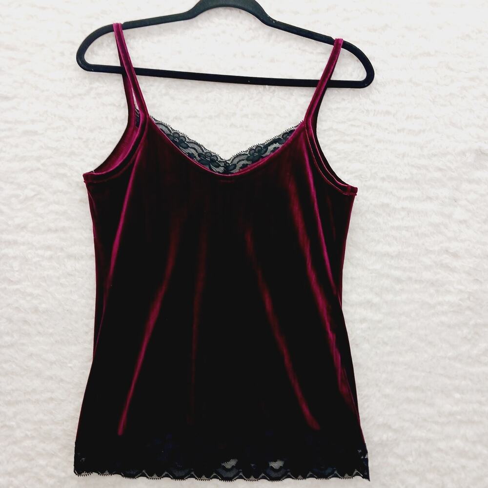 Cami Velvet Black Lace Cute Goth Fairy Coquette Grunge Romantic Mob Wife Size M